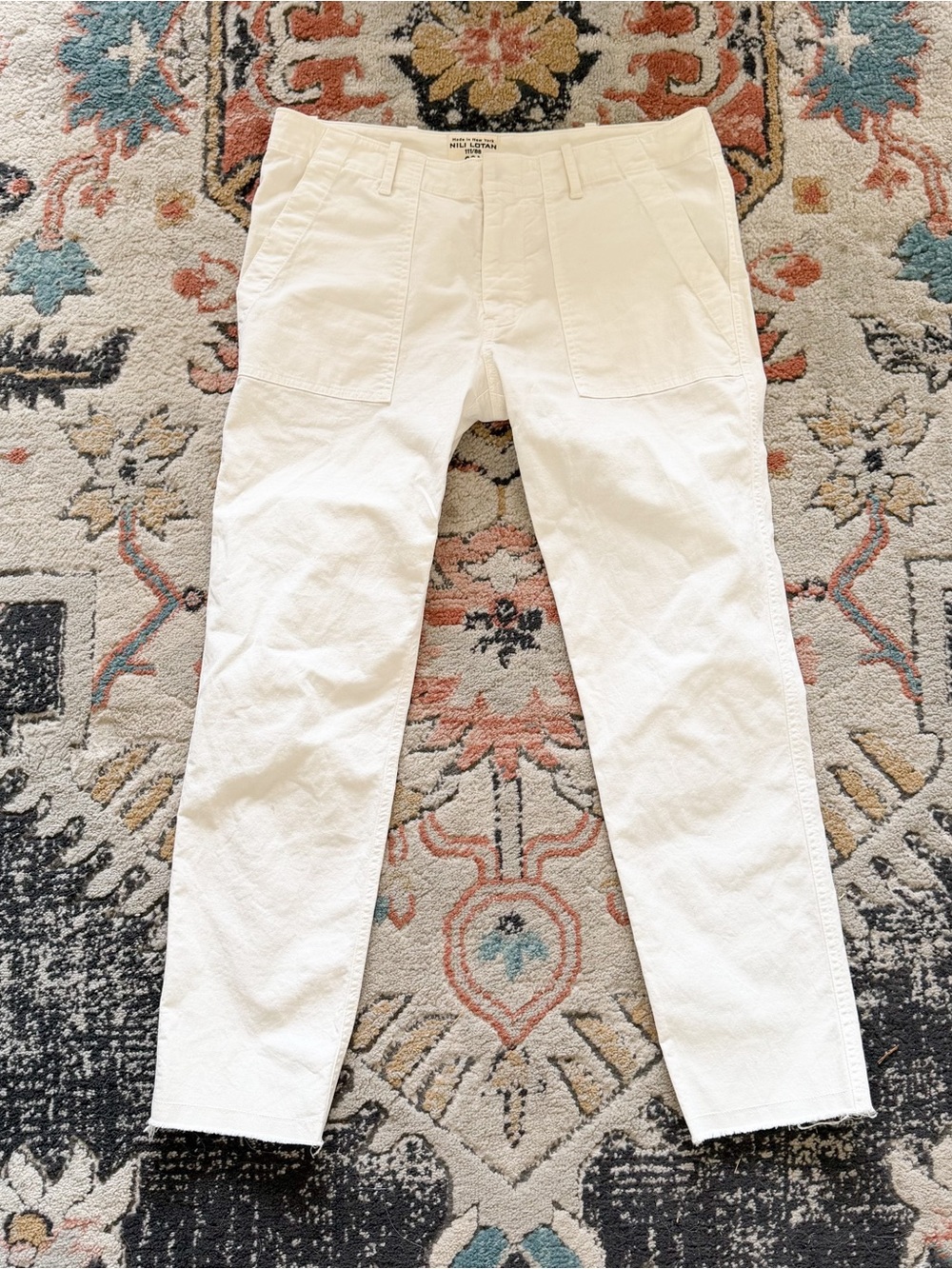 Nili Lotan Jenna stretch-cotton twill straight-leg Eggshell White Cream